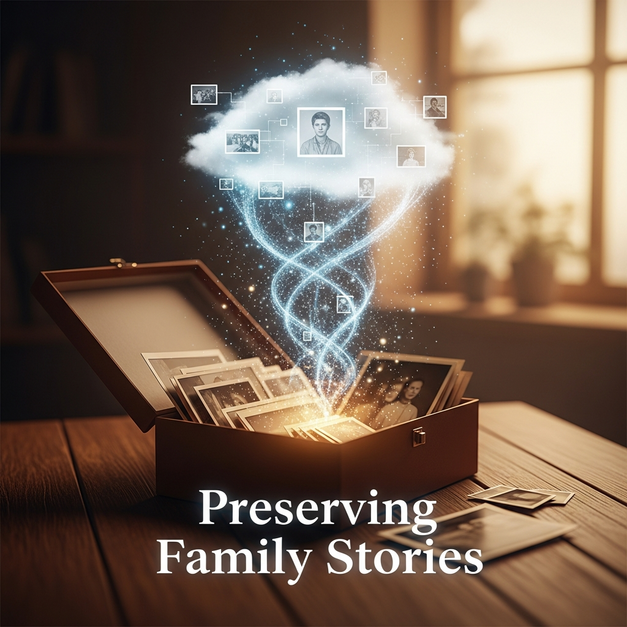 Preserving family stories by transforming old shoebox photos into a secure digital cloud.