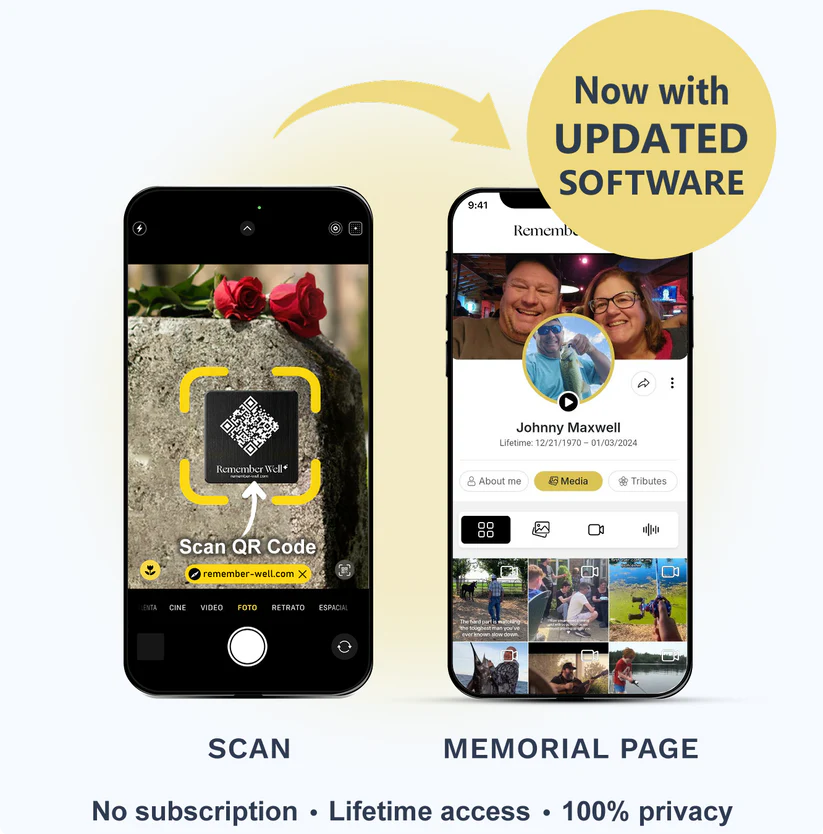 Never Lose Their Memory Again - Smart QR Memorial Plaque with Unlimited Digital Storage | Weatherproof
