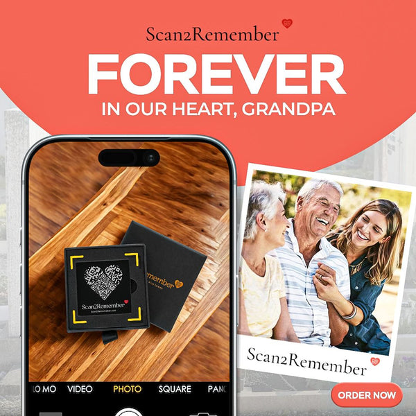 QR Memorial Plaque for Grandfather (50 × 50 mm) – Digital Legacy Plaque with Unlimited Memories