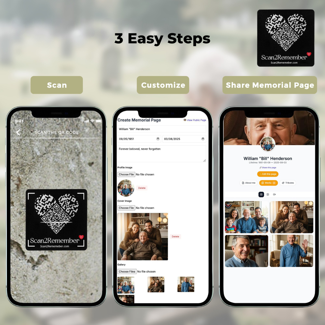Never Lose Their Memory Again - Smart QR Memorial Plaque with Unlimited Digital Storage | Weatherproof