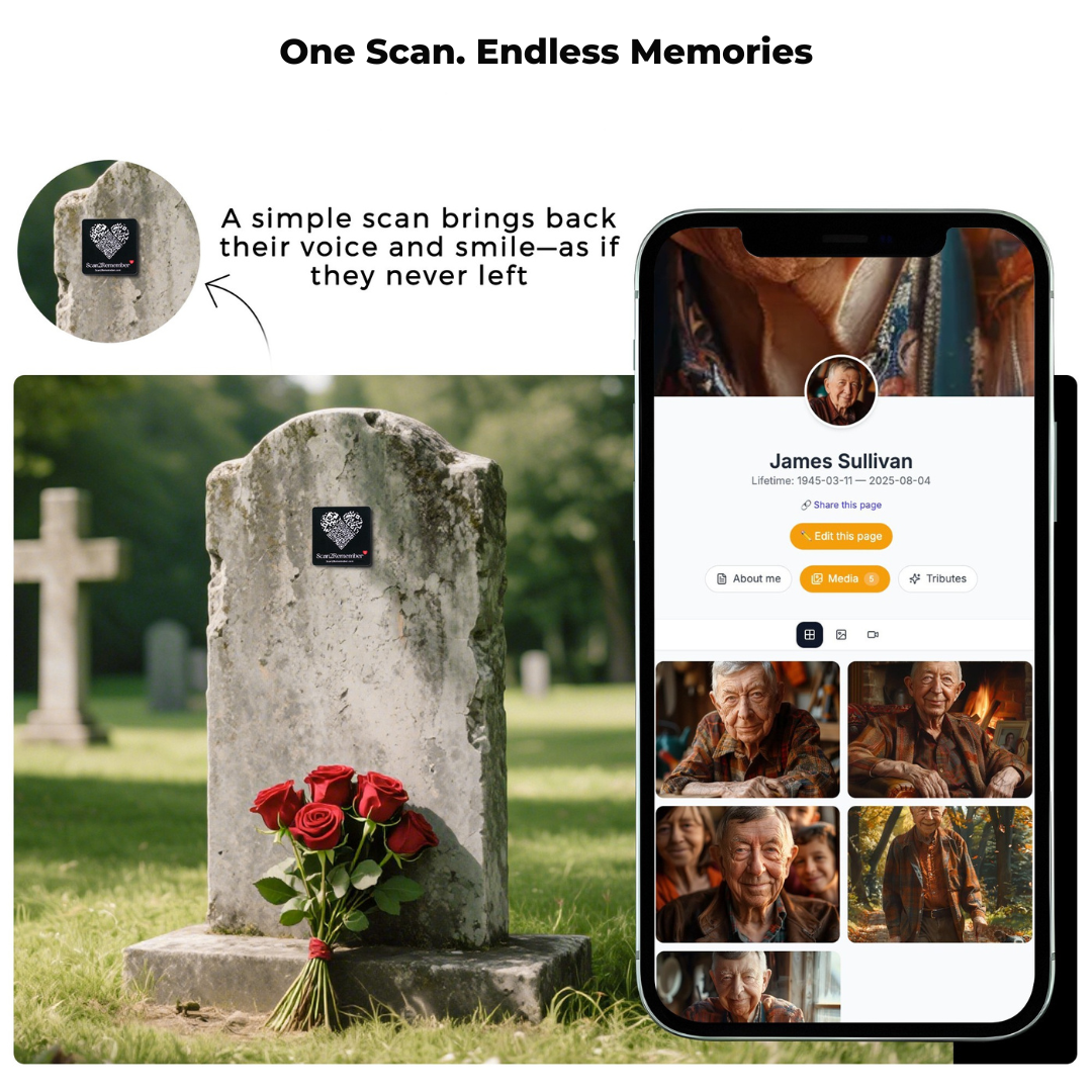 Never Lose Their Memory Again - Smart QR Memorial Plaque with Unlimited Digital Storage | Weatherproof