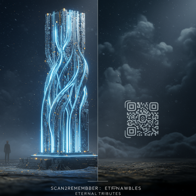 Luminous Scan2Remember digital monument dominates Life's QR fading code for permanent digital memorials.