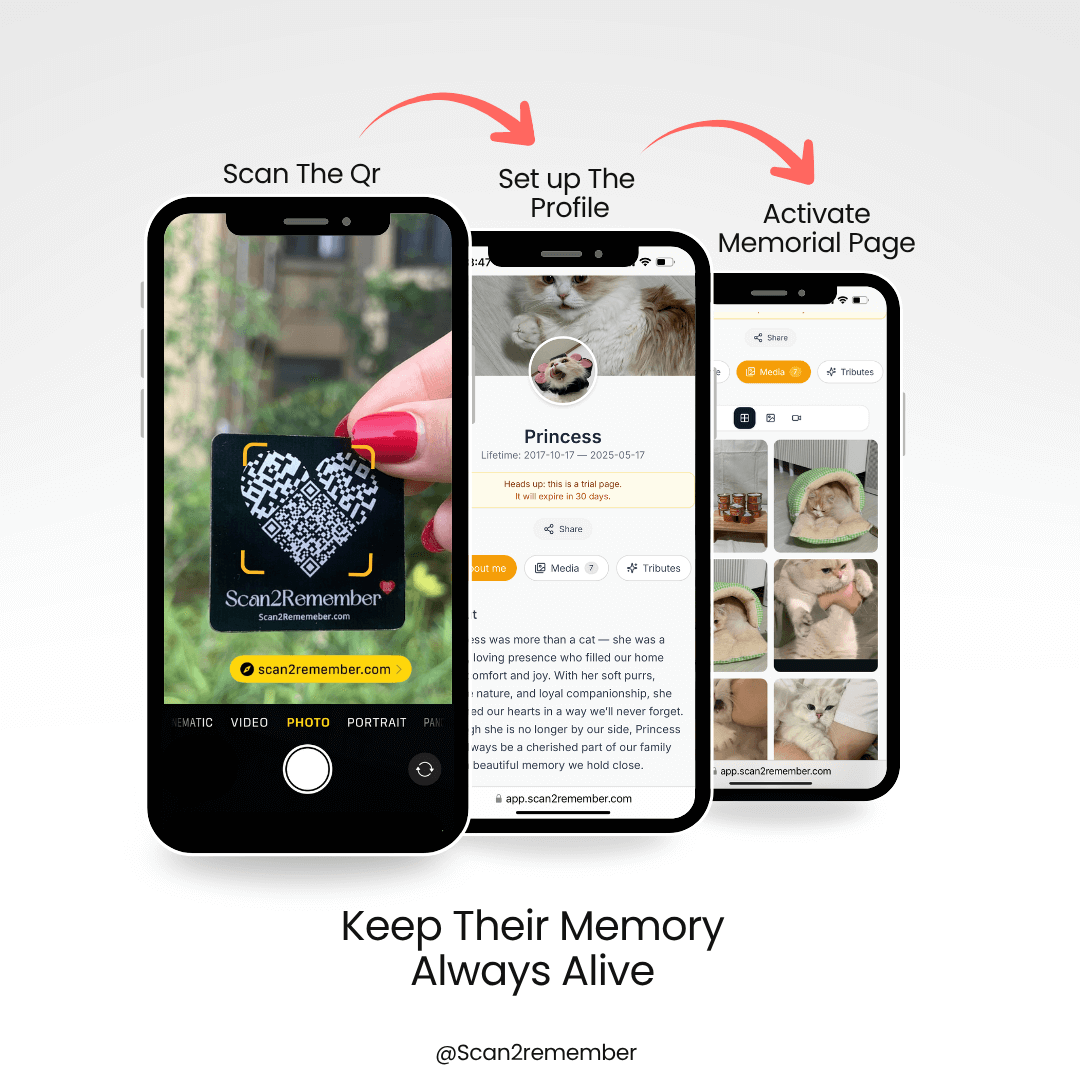 Cat Memorial QR Plaque - Forever Remember Your Feline Friend | Scan2Remember