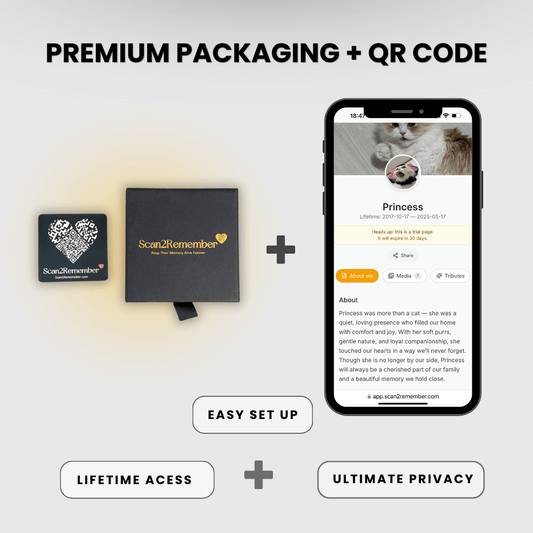 Cat Memorial QR Plaque - Forever Remember Your Feline Friend | Scan2Remember