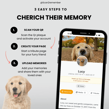 Dog Memorial QR Plaque - Because Good Dogs Deserve Forever