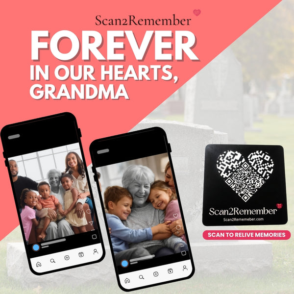 QR Memorial Plaque for Grandmother (50 × 50 mm) – Weather-Safe Memorial Plaque with QR Memory Page