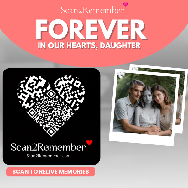QR Memorial Plaque for Daughter (50 × 50 mm) – Headstone QR Plaque for Photos, Messages & Memories