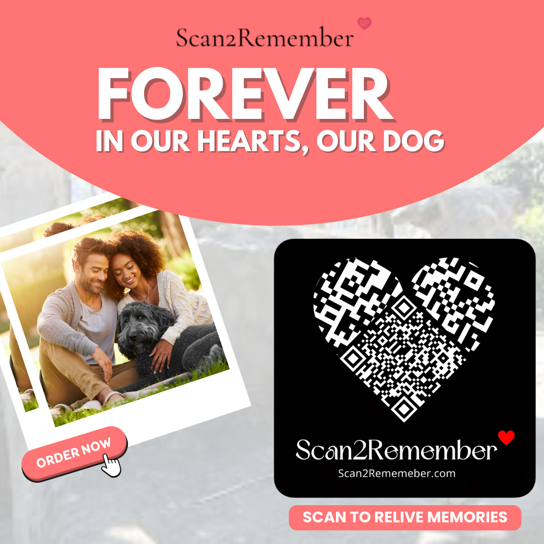 Dog Memorial Plaque with QR Code (50 × 50 mm) – Weatherproof Pet Memorial for Photos & Stories