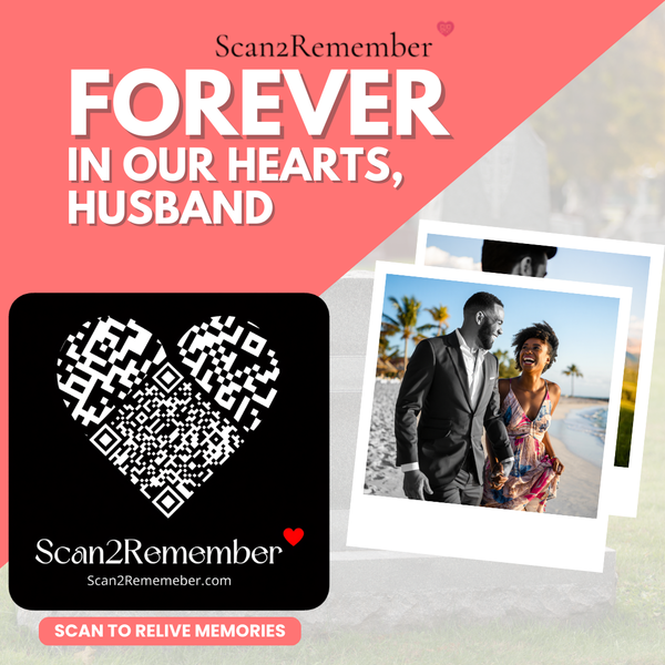 QR Memorial Plaque for Husband (50 × 50 mm) – Outdoor Memorial Plaque Linking Shared Memories