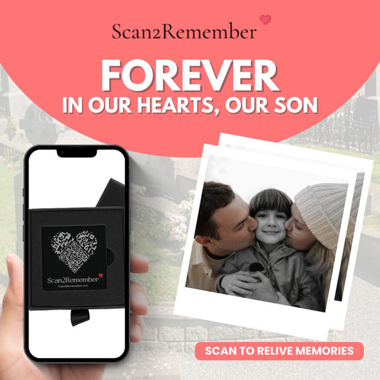QR Memorial Plaque for Son (50 × 50 mm) – Scan-to-Remember Memorial with Digital Life Story