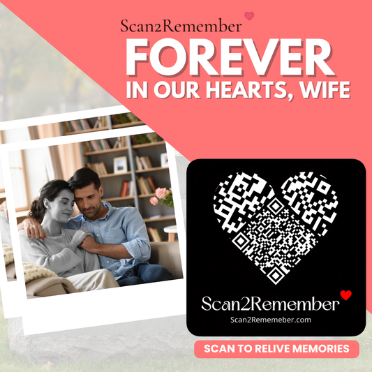 QR Memorial Plaque for Wife (50 × 50 mm) – Digital Memorial Plaque for Photos, Messages & Stories
